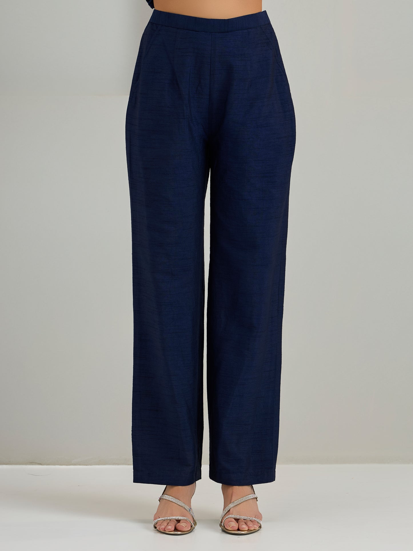 Navy Patch Work Kurta With Pants And Dupatta