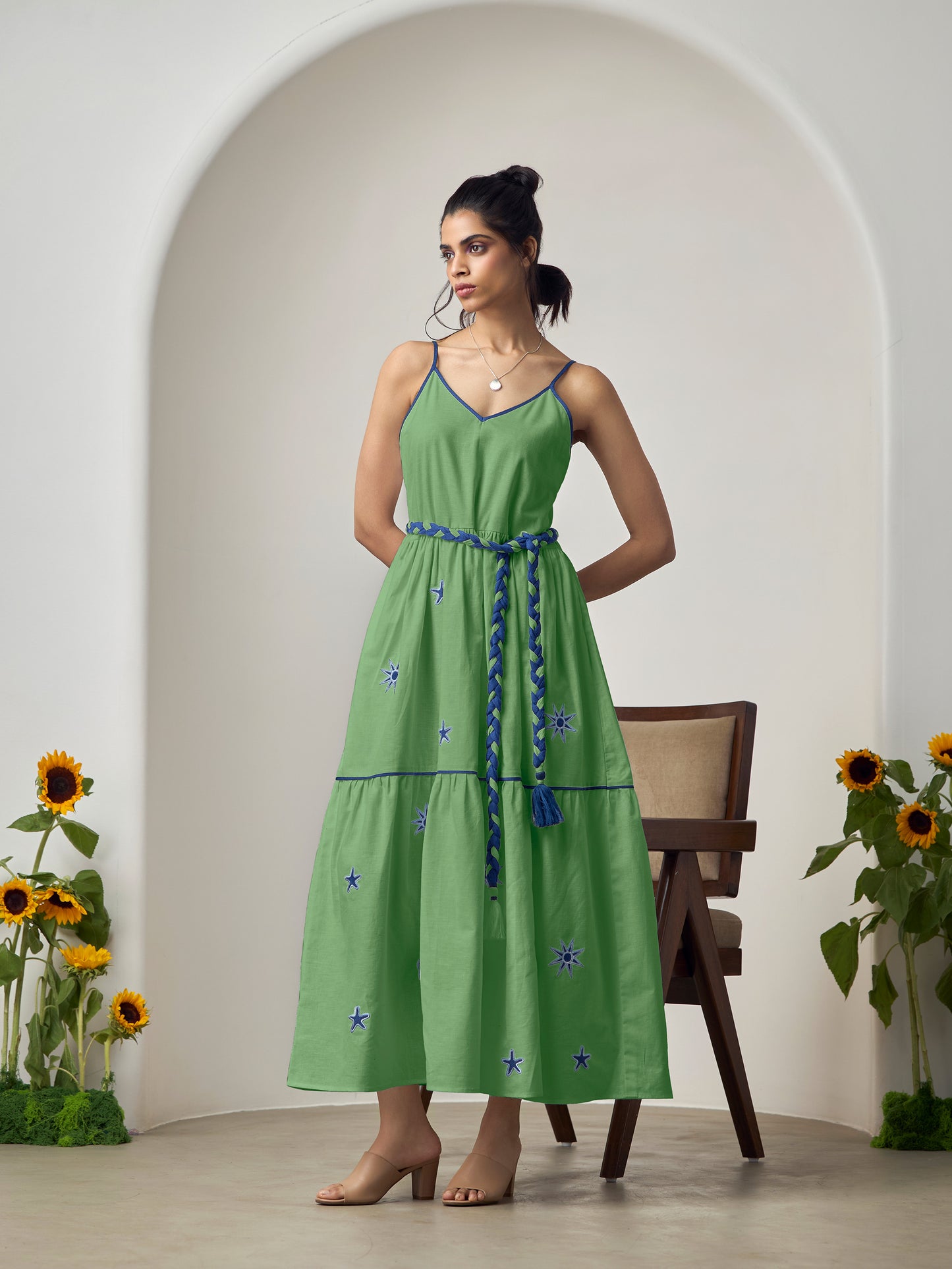Sage Green Wave Maxi Dress
