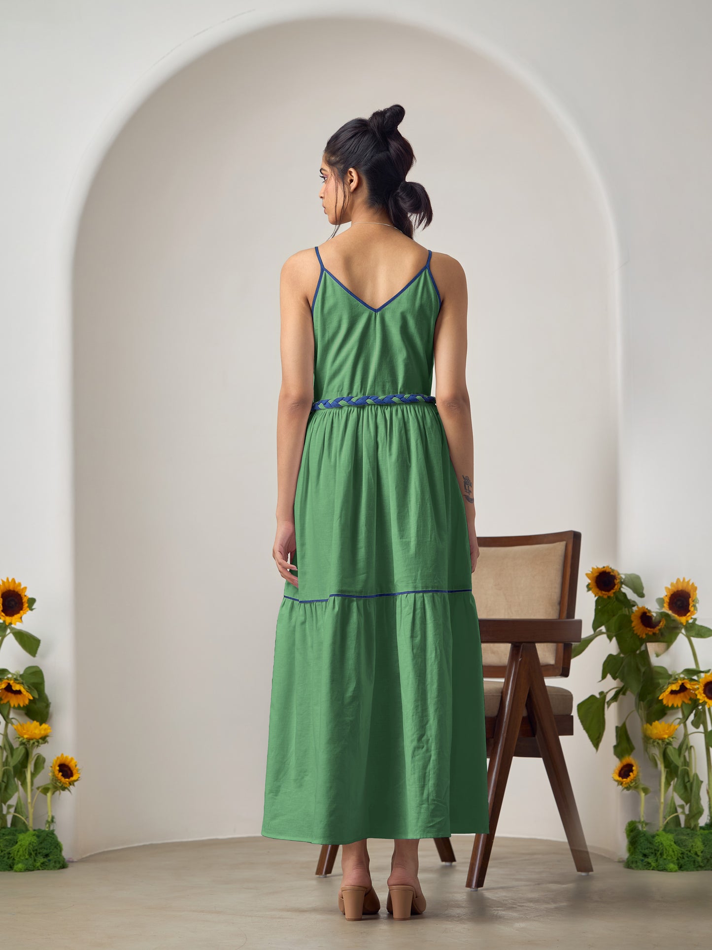 Sage Green Wave Maxi Dress