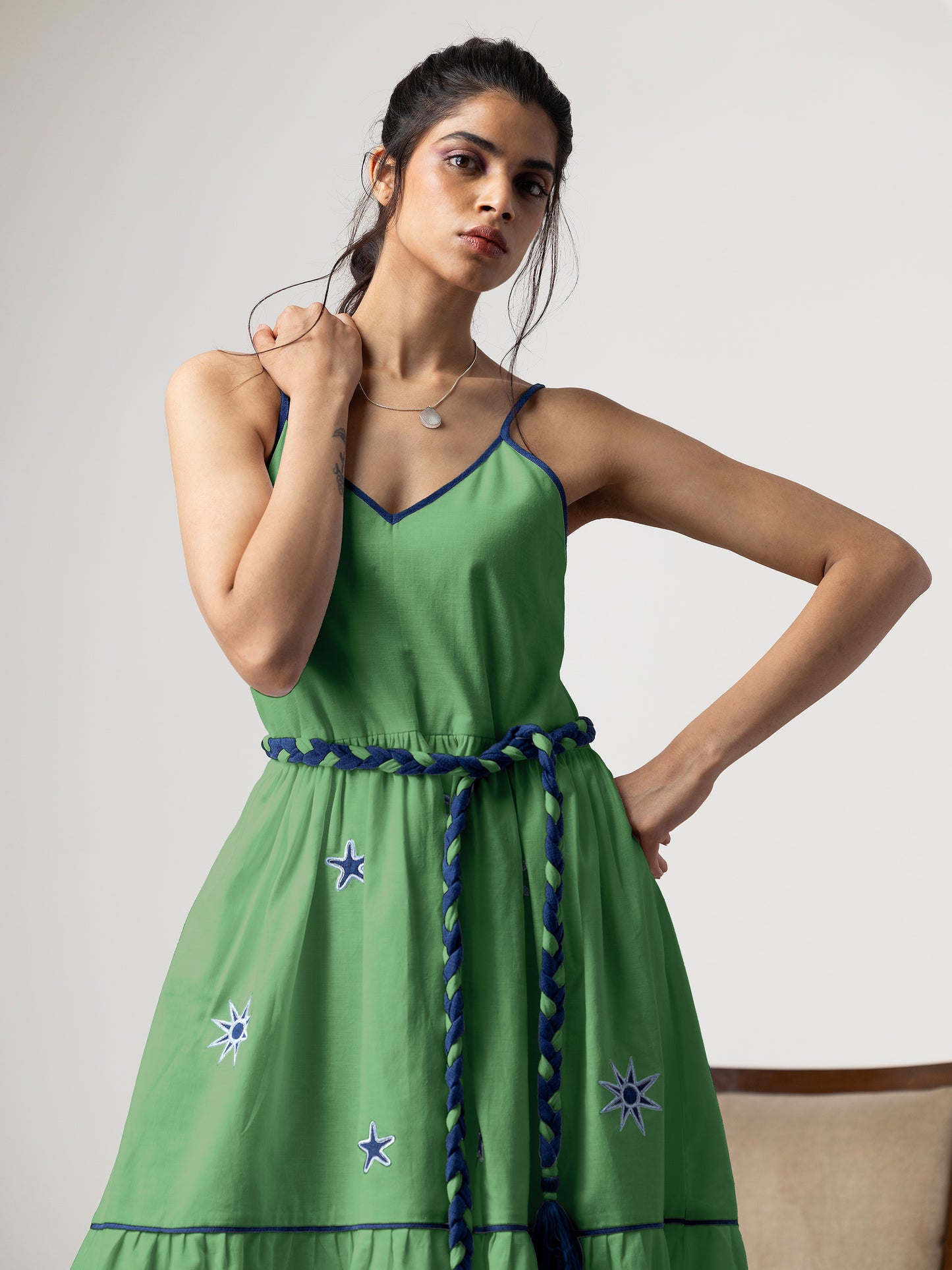 Sage Green Wave Maxi Dress