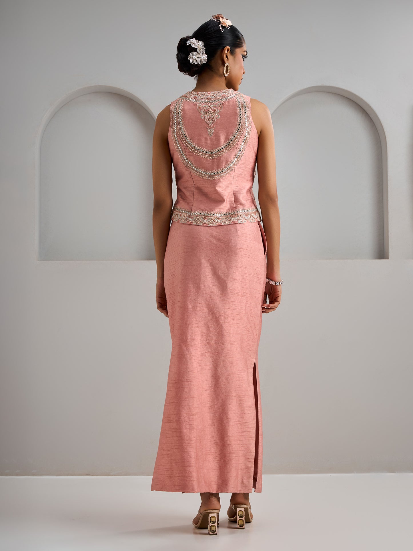 Old Rose Jacket And Skirt