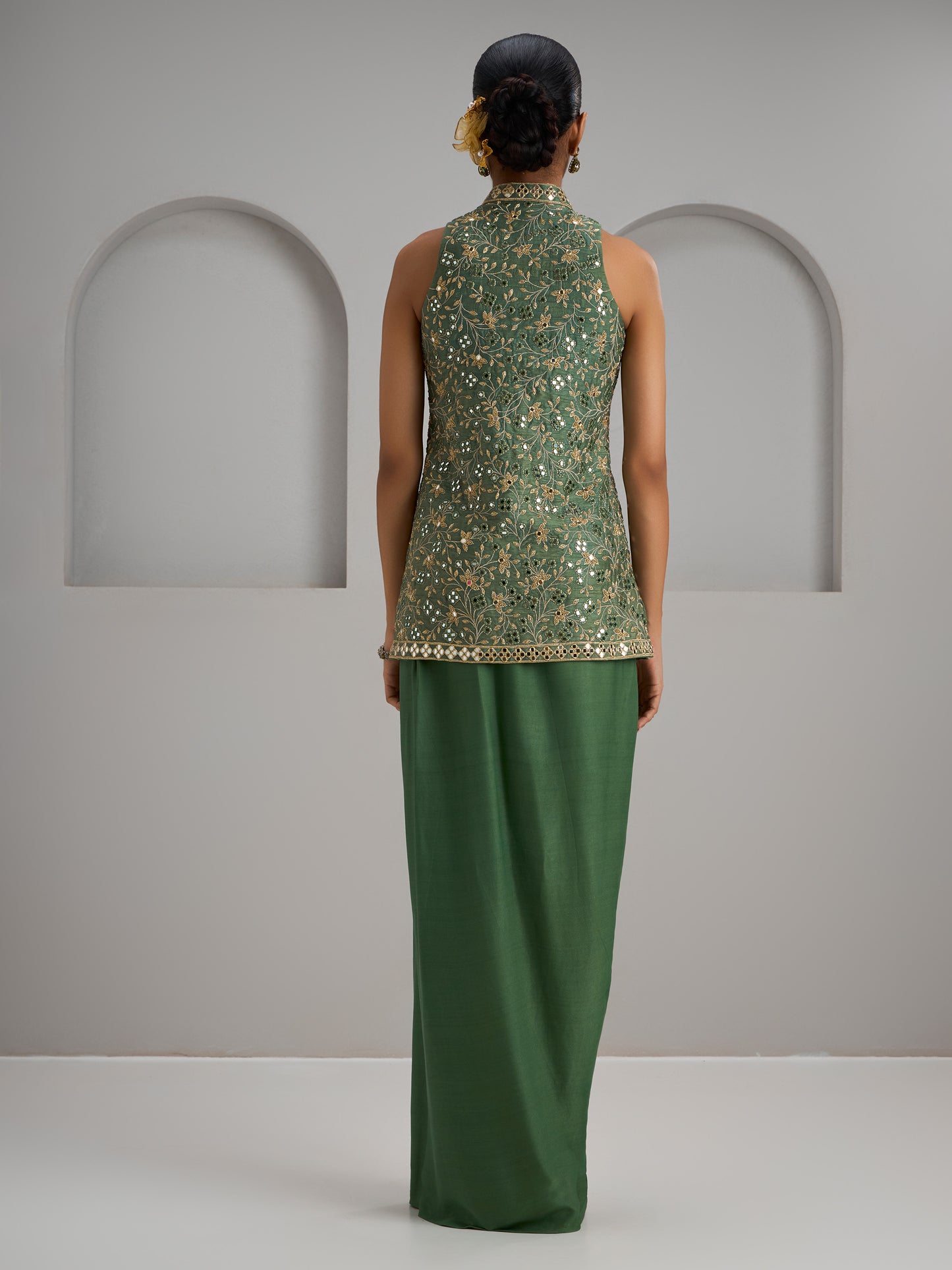 Sage Green Jacket With Skirt