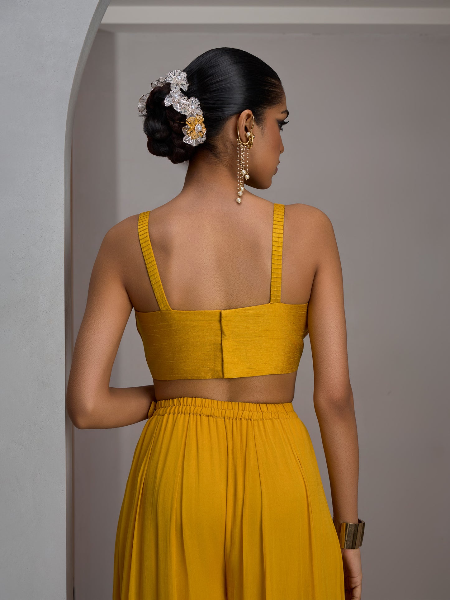 Mustard Jacket With Bustier And Pants
