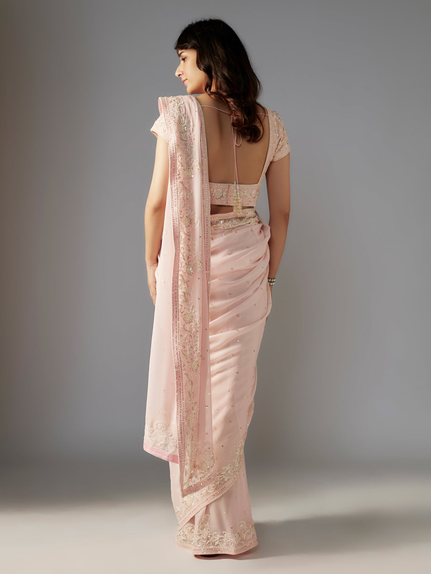 Pink Mandala Georgette Saree Set