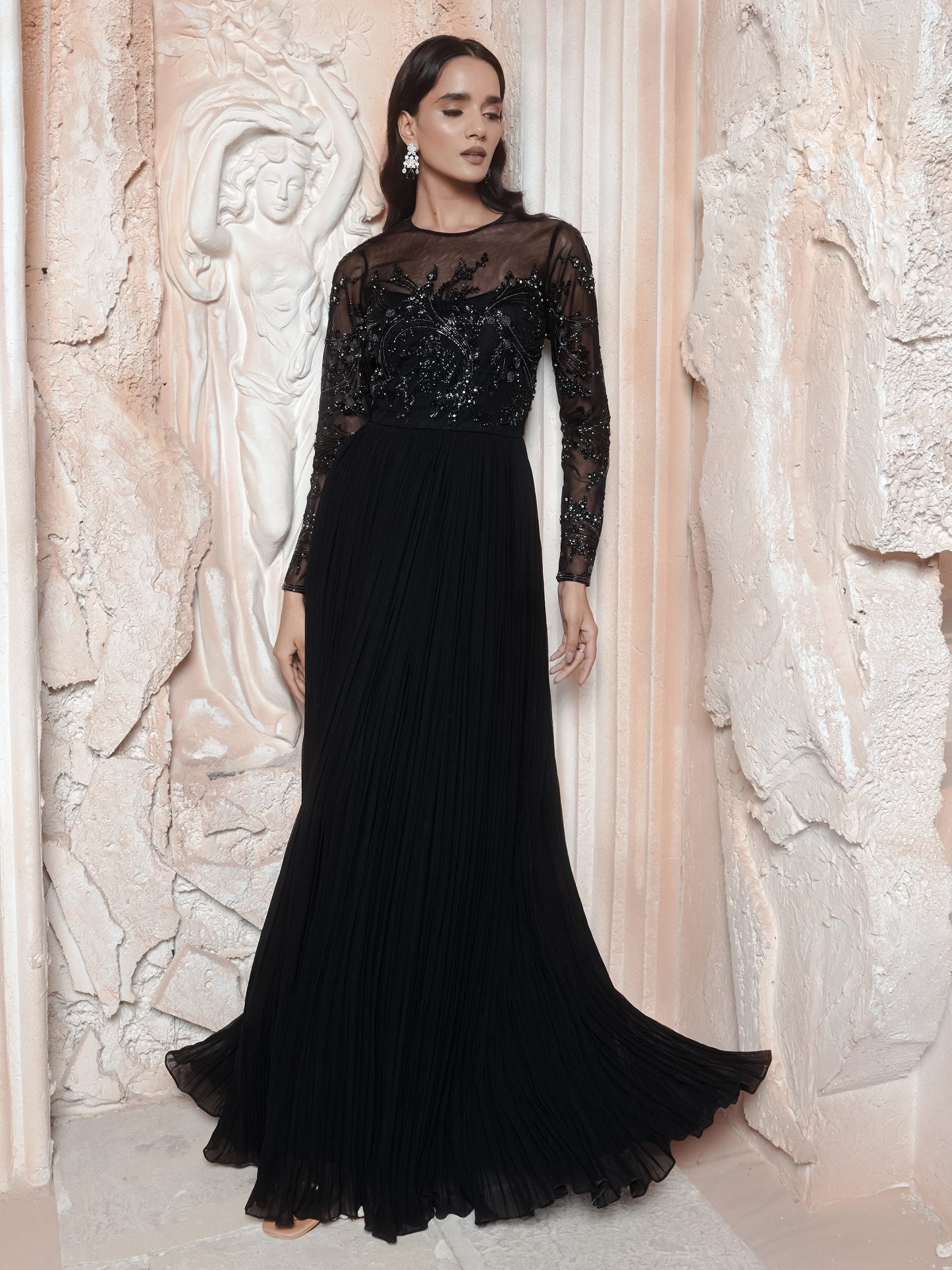 Black Hand Embroidered Gown
