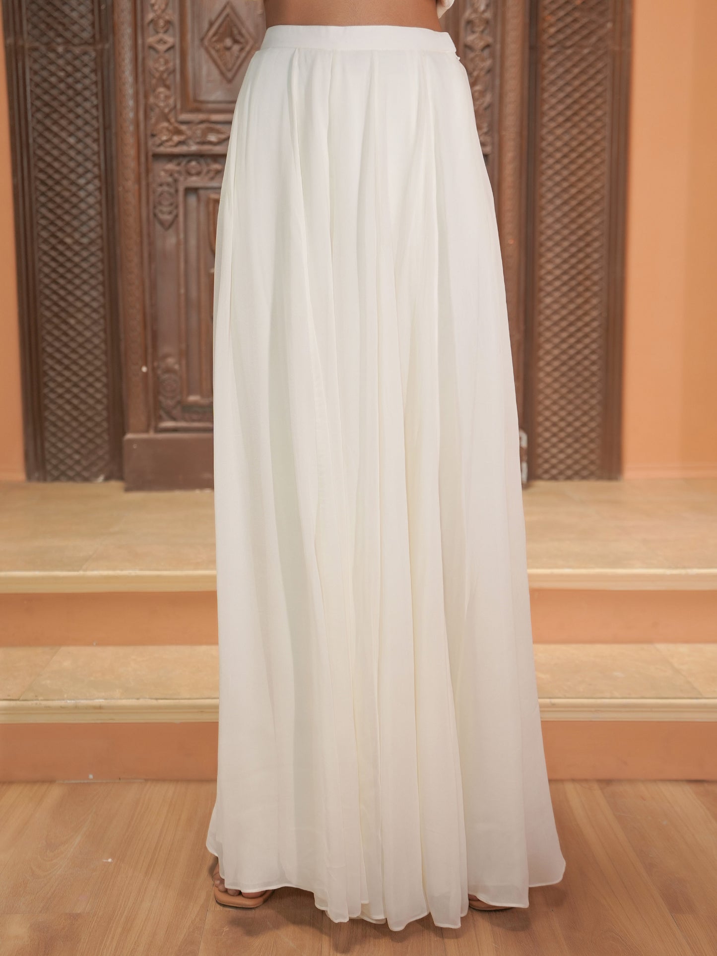 Ivory Hand Embroidered Kurta Sharara Set