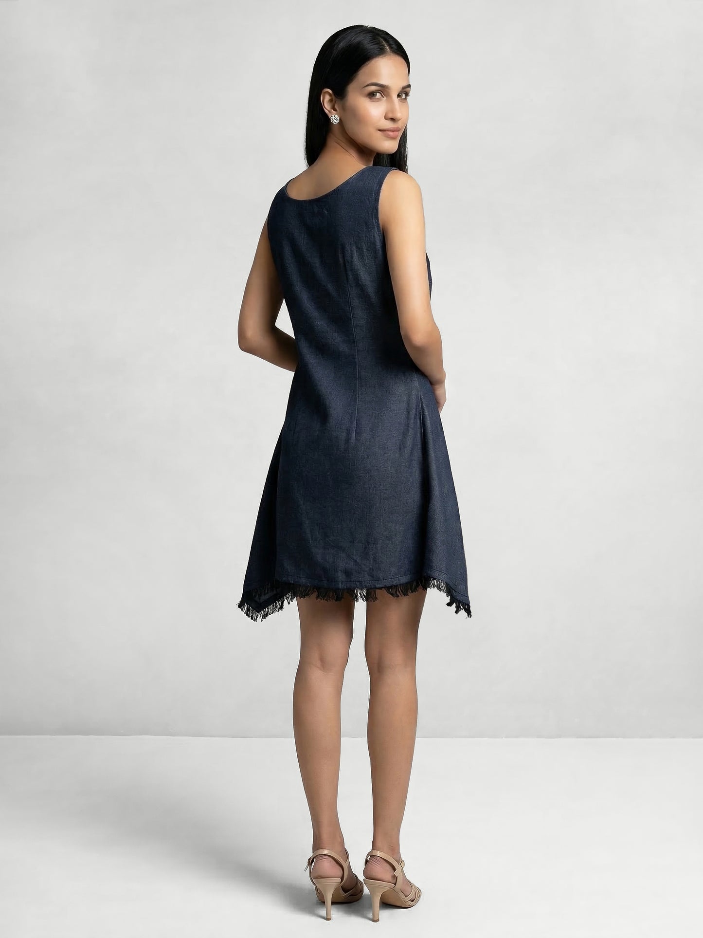 Grey Denim Embellished Concept Short Dress