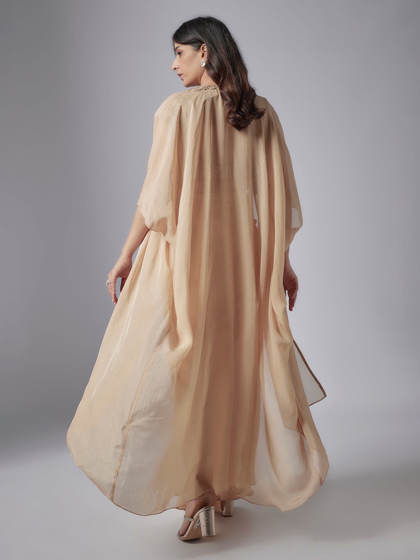 Nude Hand Embroidered Skirt Set