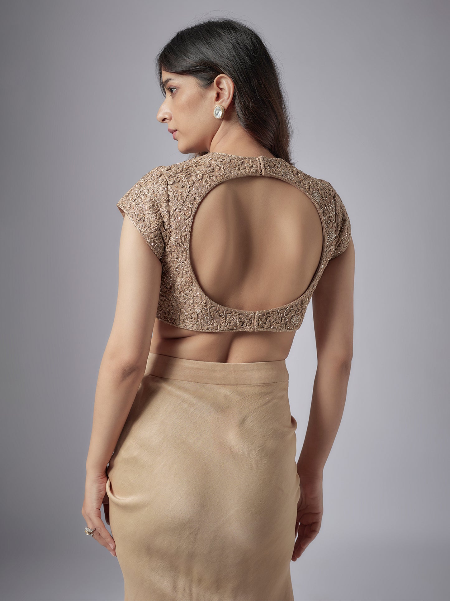Nude Hand Embroidered Skirt Set