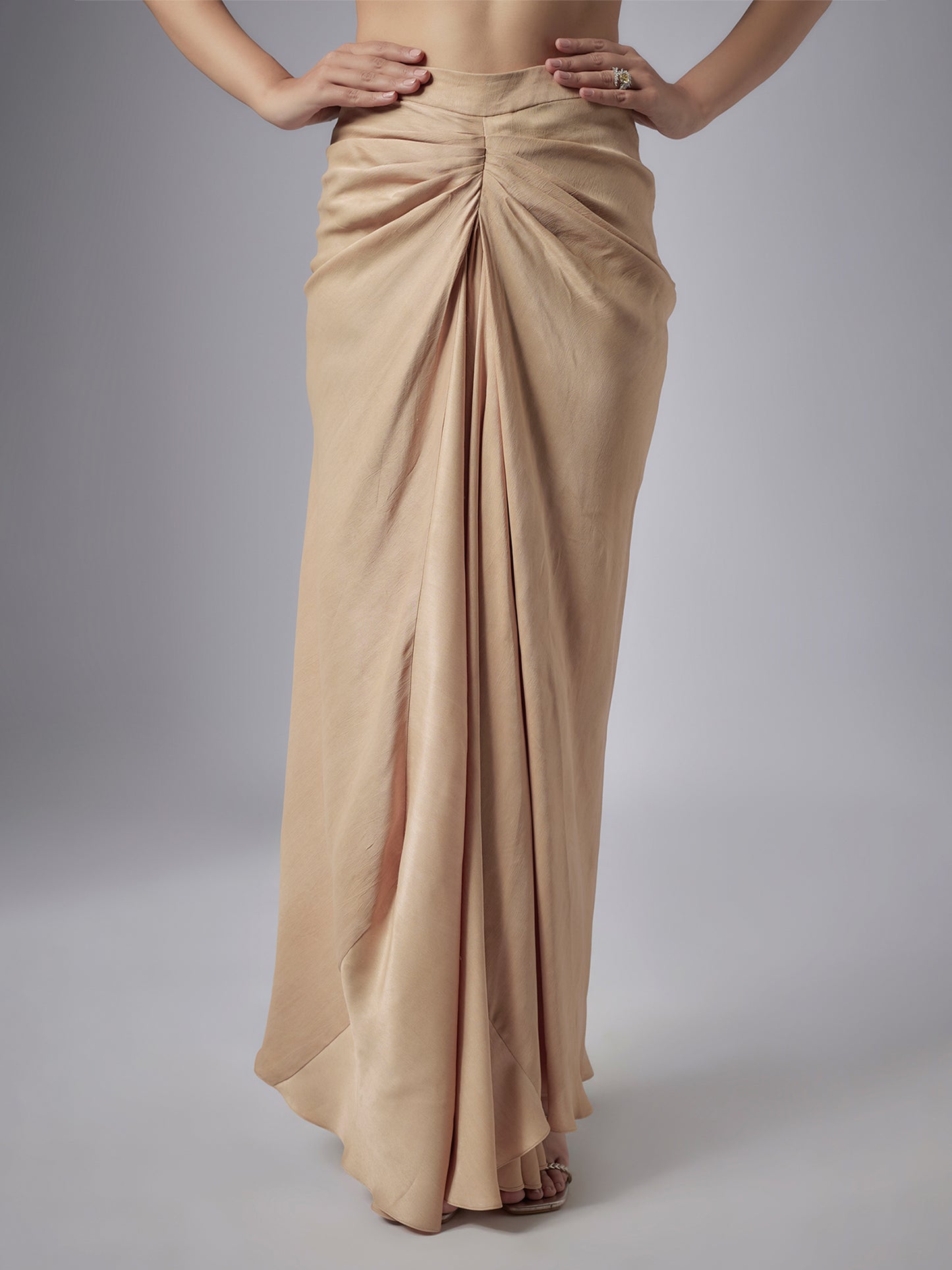 Nude Hand Embroidered Skirt Set