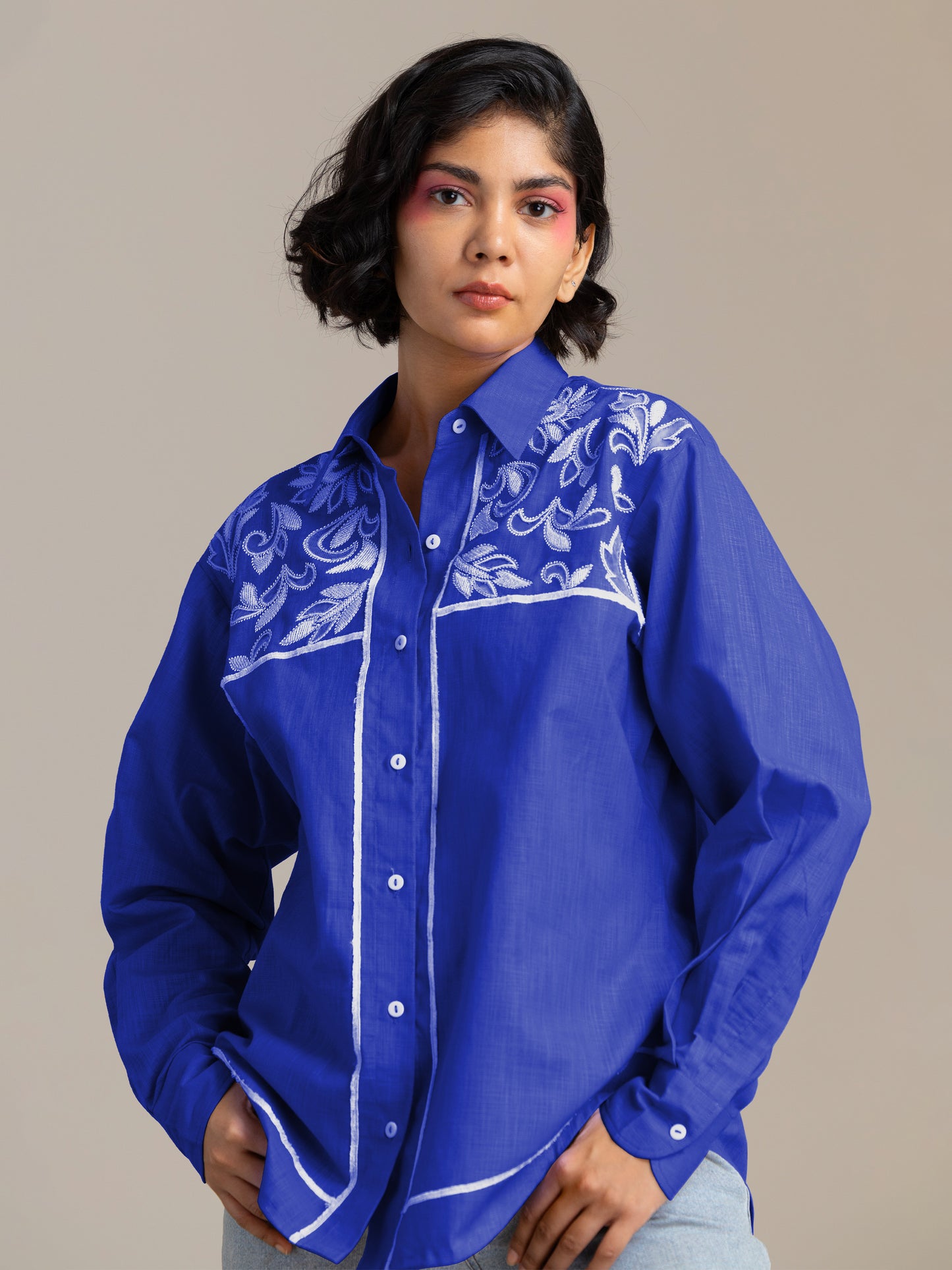 Blue Blair Cutwork Shirt