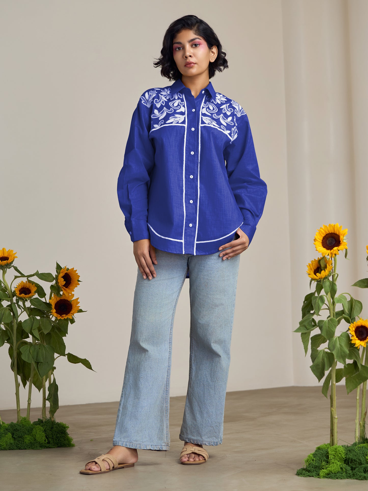 Blue Blair Cutwork Shirt