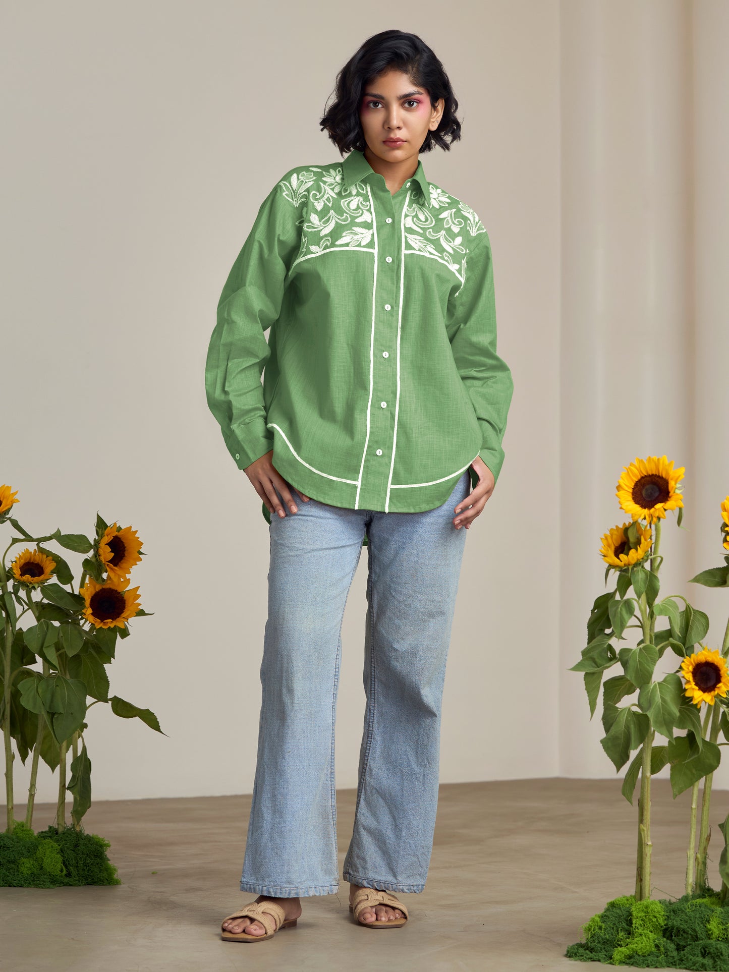 Sage Green Blair Cutwork Shirt