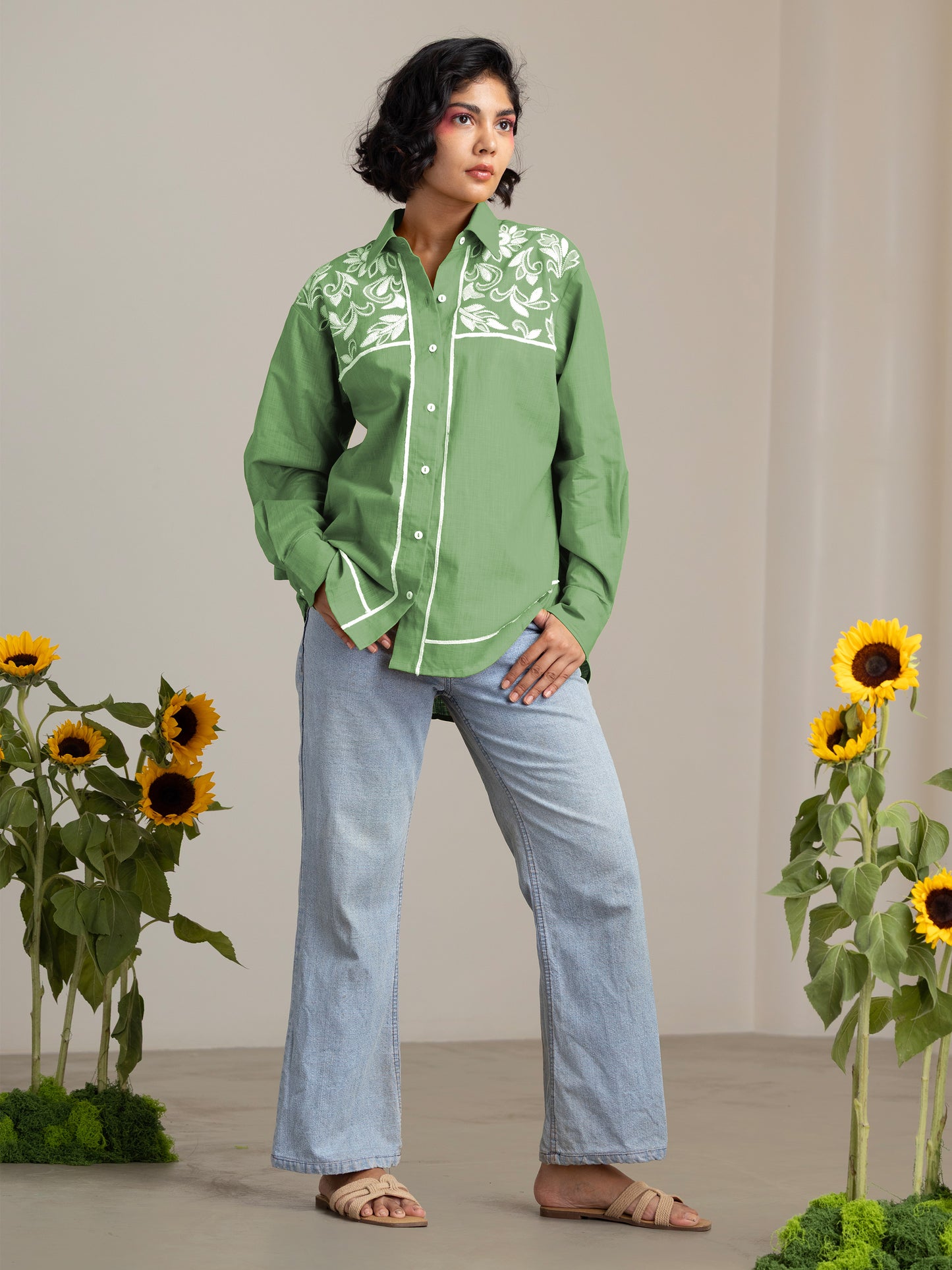Sage Green Blair Cutwork Shirt