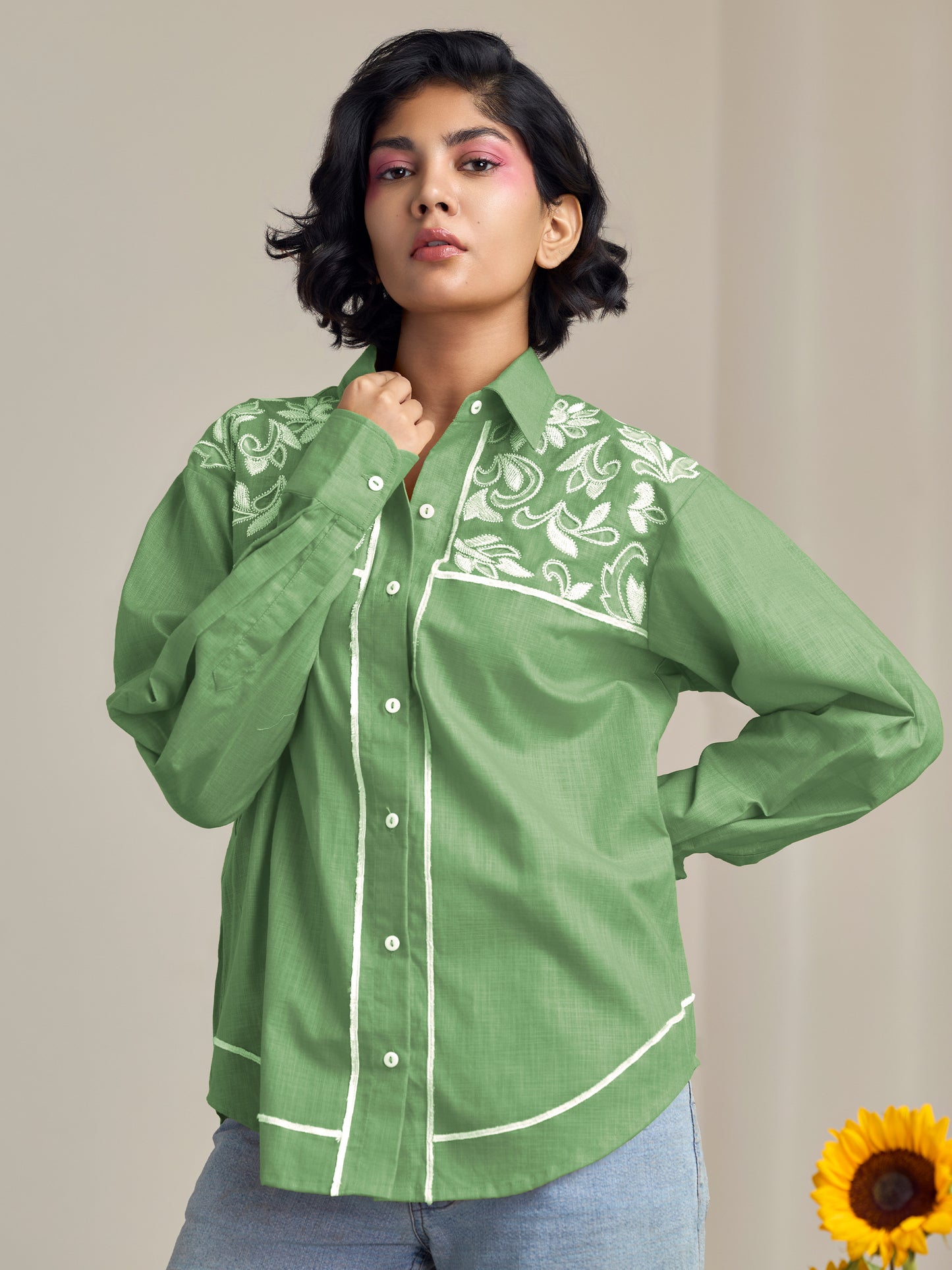 Sage Green Blair Cutwork Shirt