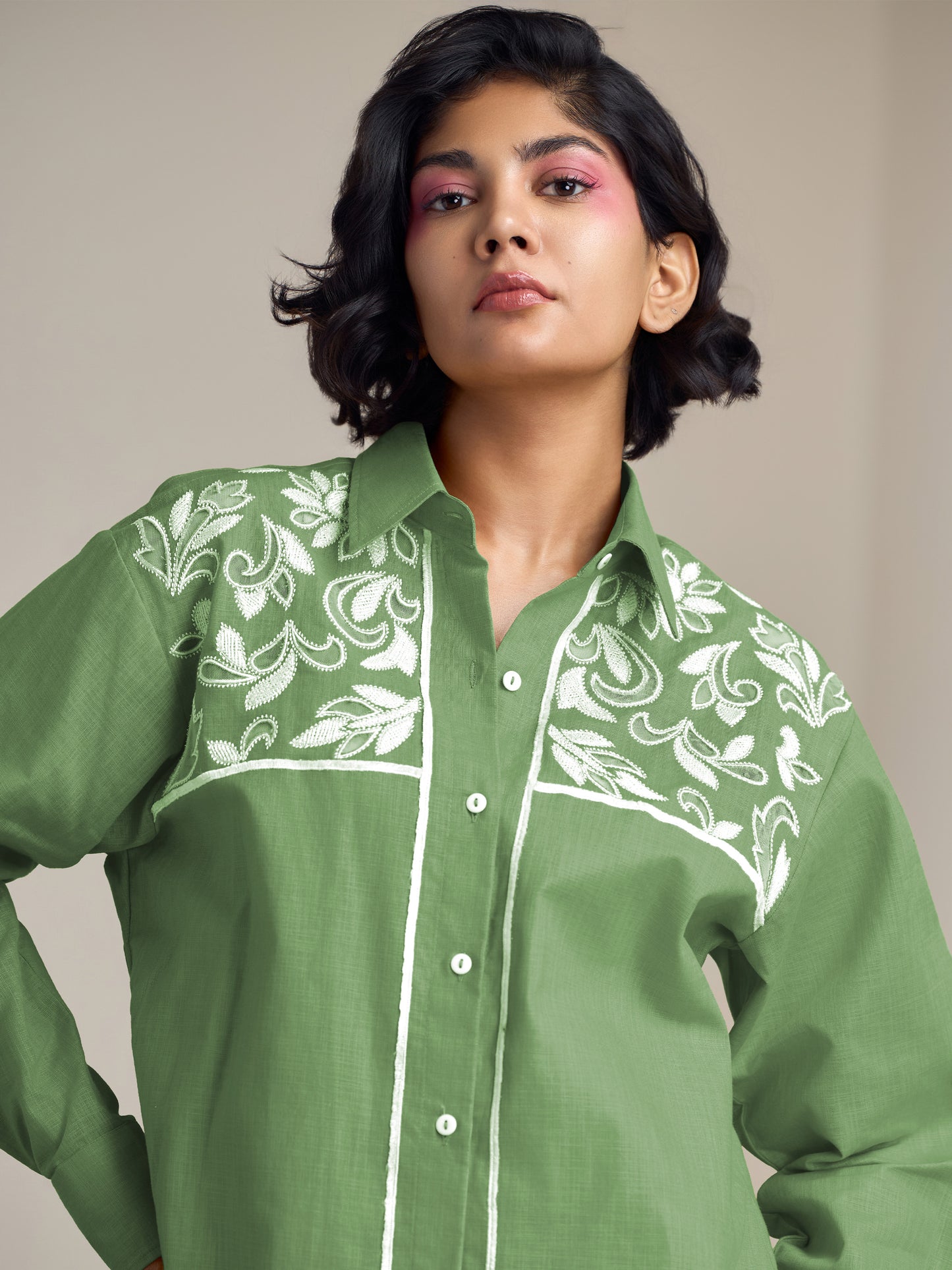 Sage Green Blair Cutwork Shirt