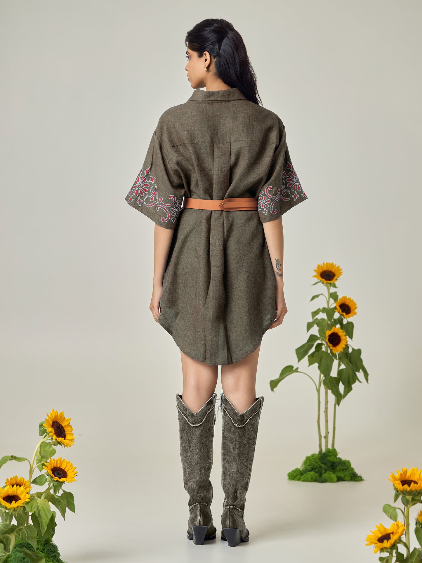 Alina Grey Shirt Dress