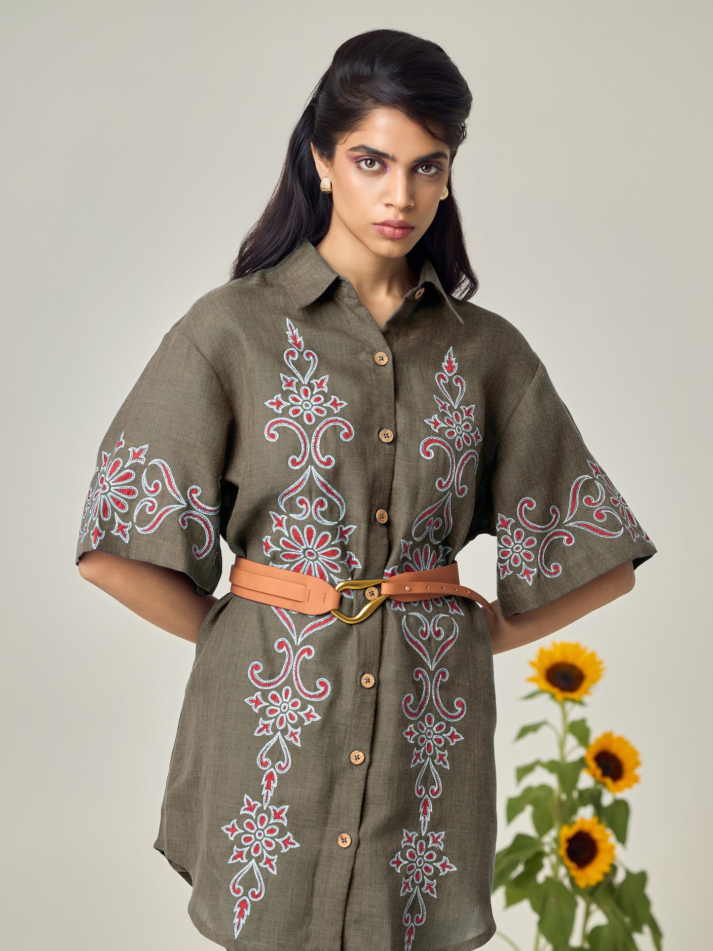 Alina Grey Shirt Dress