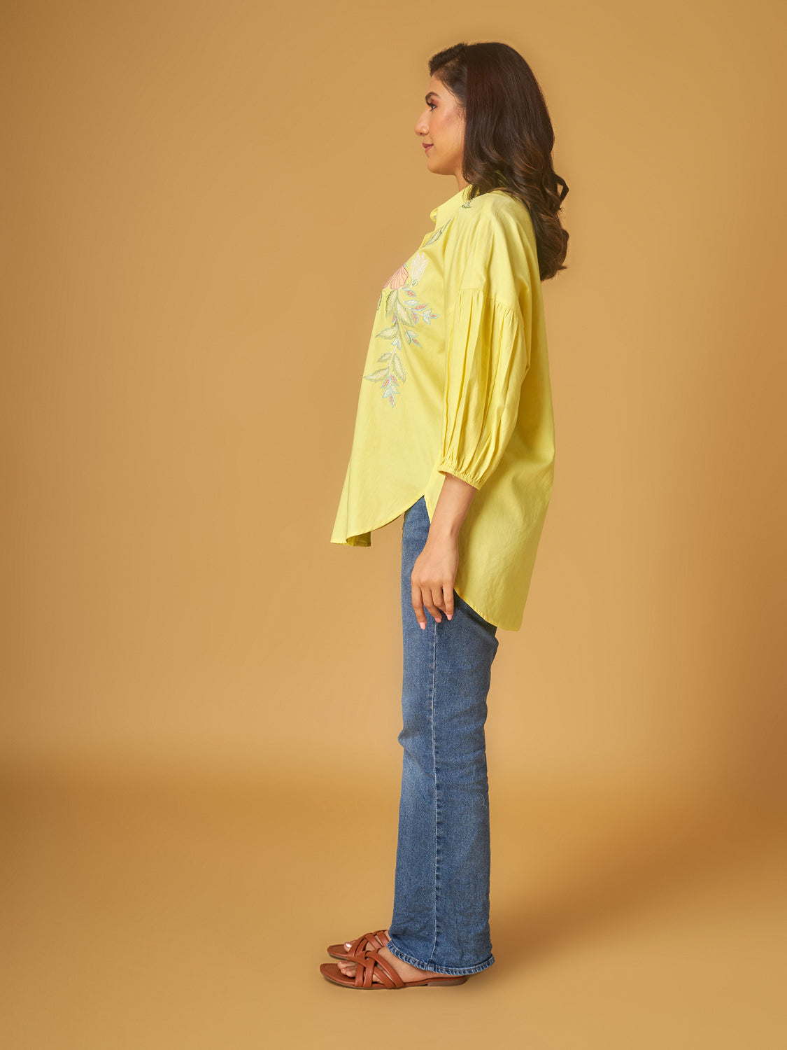 Limelight Applique Work Shirt in Pure Cotton
