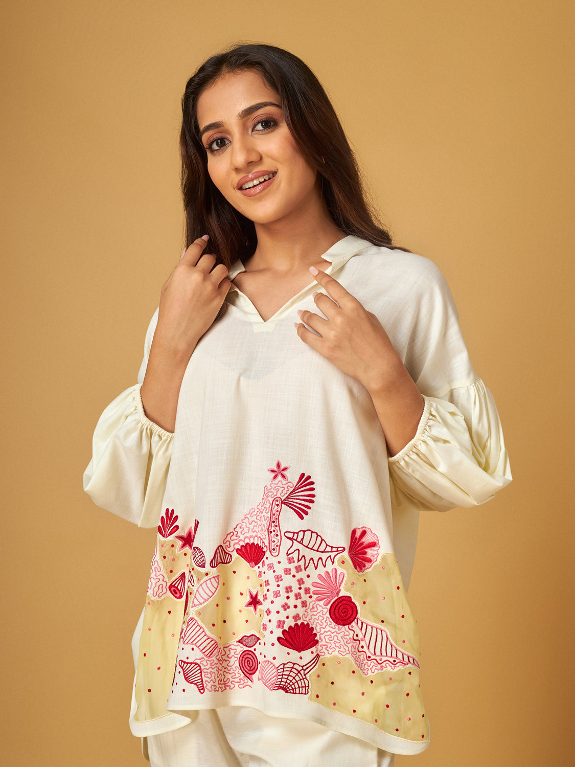 Vanilla Ice Pure Cotton Applique work Shirt