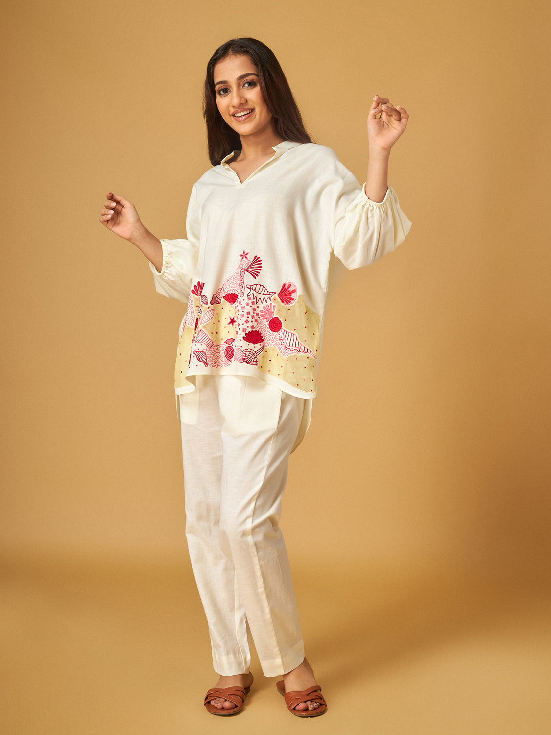 Vanilla Ice Pure Cotton Applique work Shirt