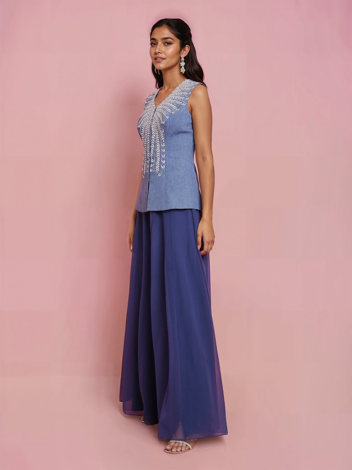 Blue Georgette Flared Sharara