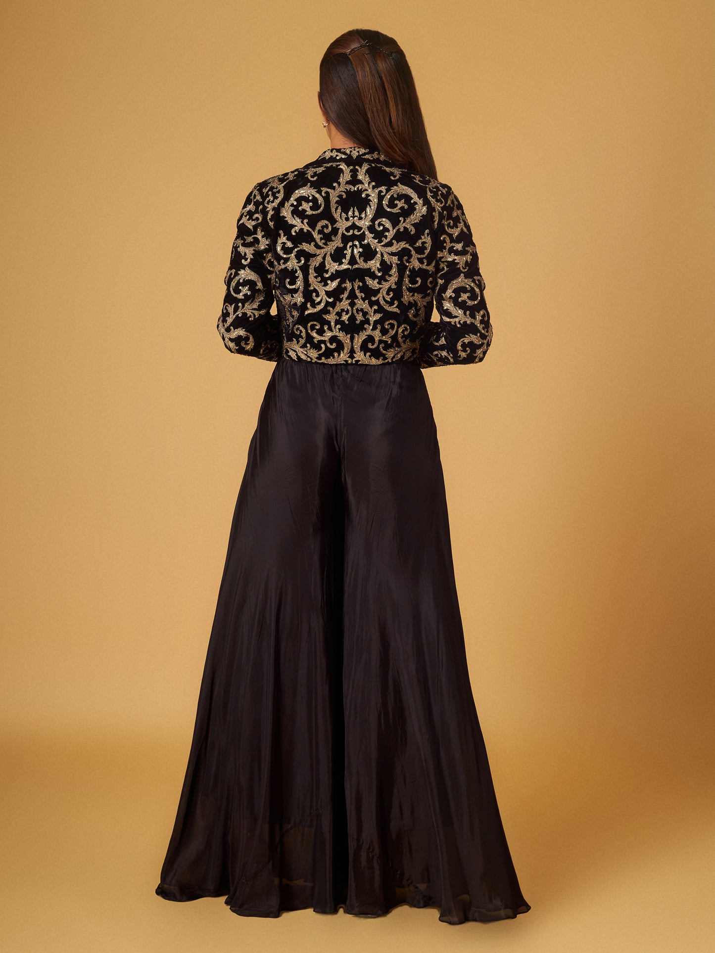 Black velvet embroidered jacket