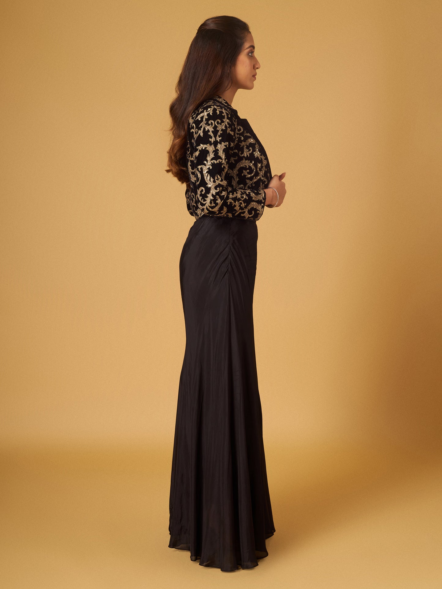Black velvet embroidered jacket