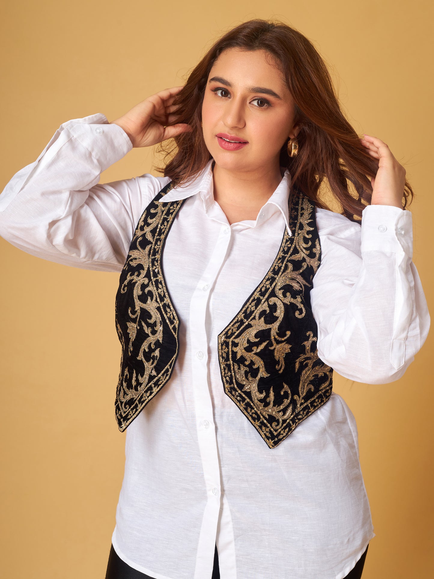 Black velvet waist coat