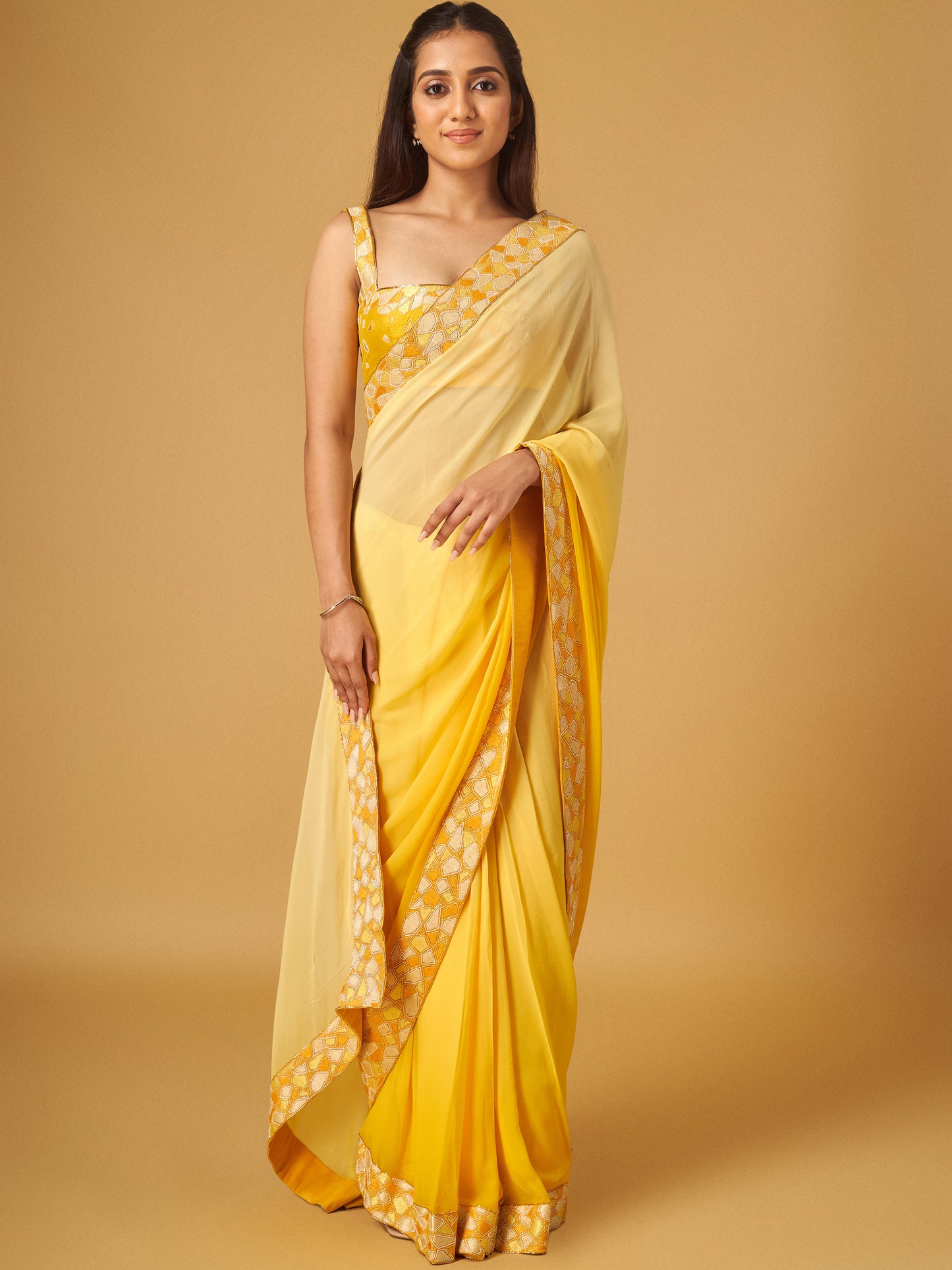 DayLily Georgette Embroidered Saree and Blouse