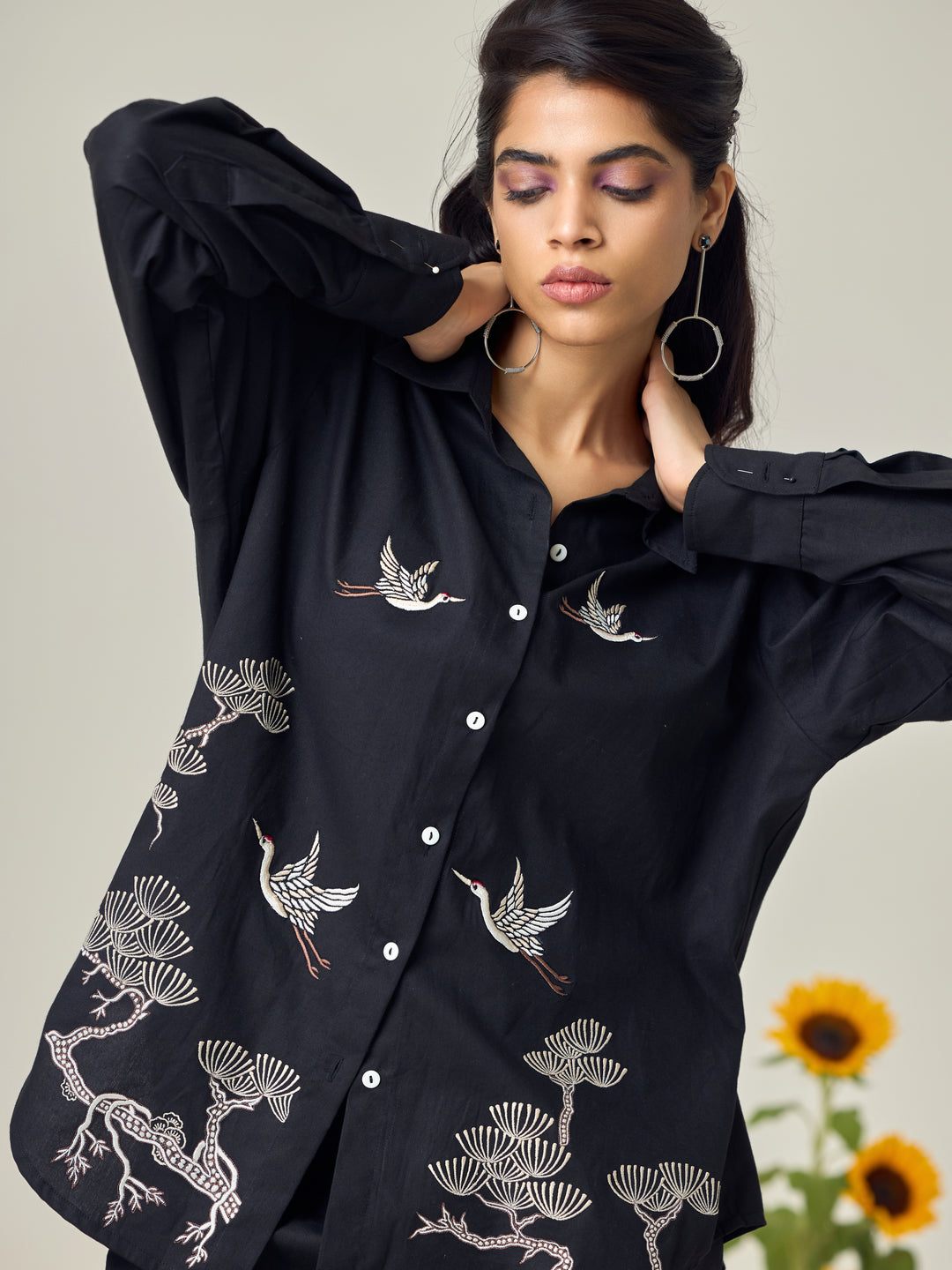 Black Popline Flamingo Co-Ord Set