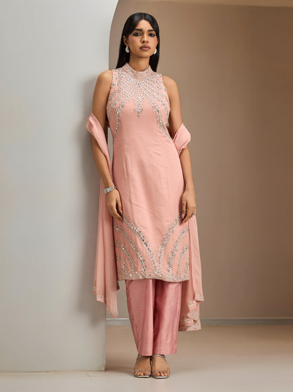 Old Rose Kurta With Dupatta And Pants