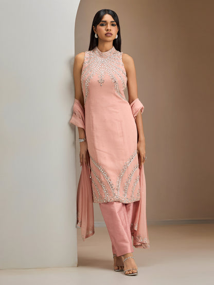 Old Rose Kurta With Dupatta And Pants
