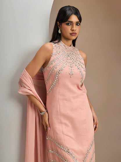 Old Rose Kurta With Dupatta And Pants