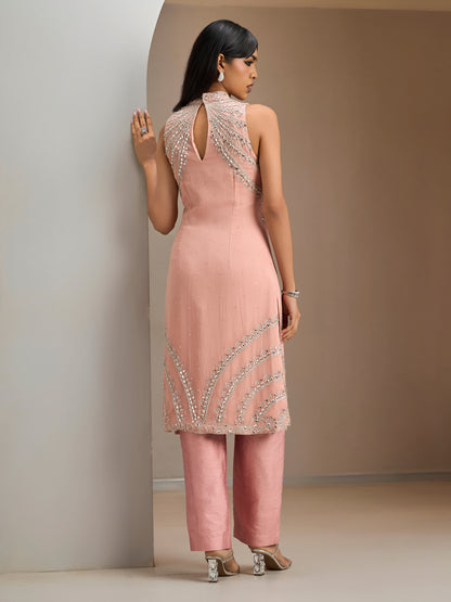 Old Rose Kurta With Dupatta And Pants