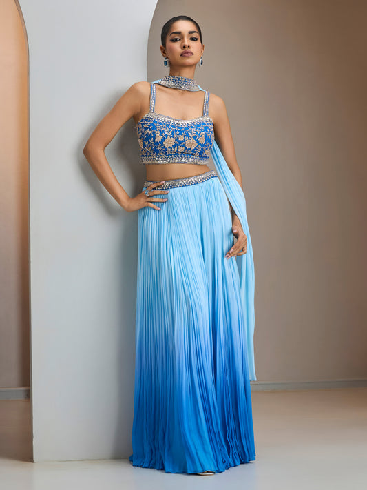 Blue Ombre Dk2 Skirt Set