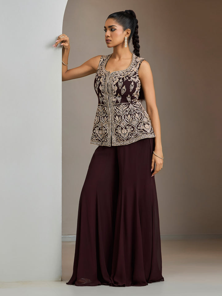 Chocolate Brown Jacket With Pants