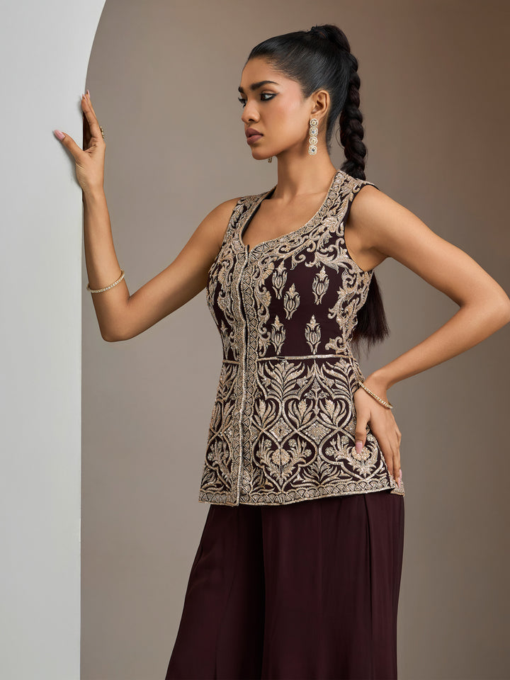 Chocolate Brown Jacket With Pants