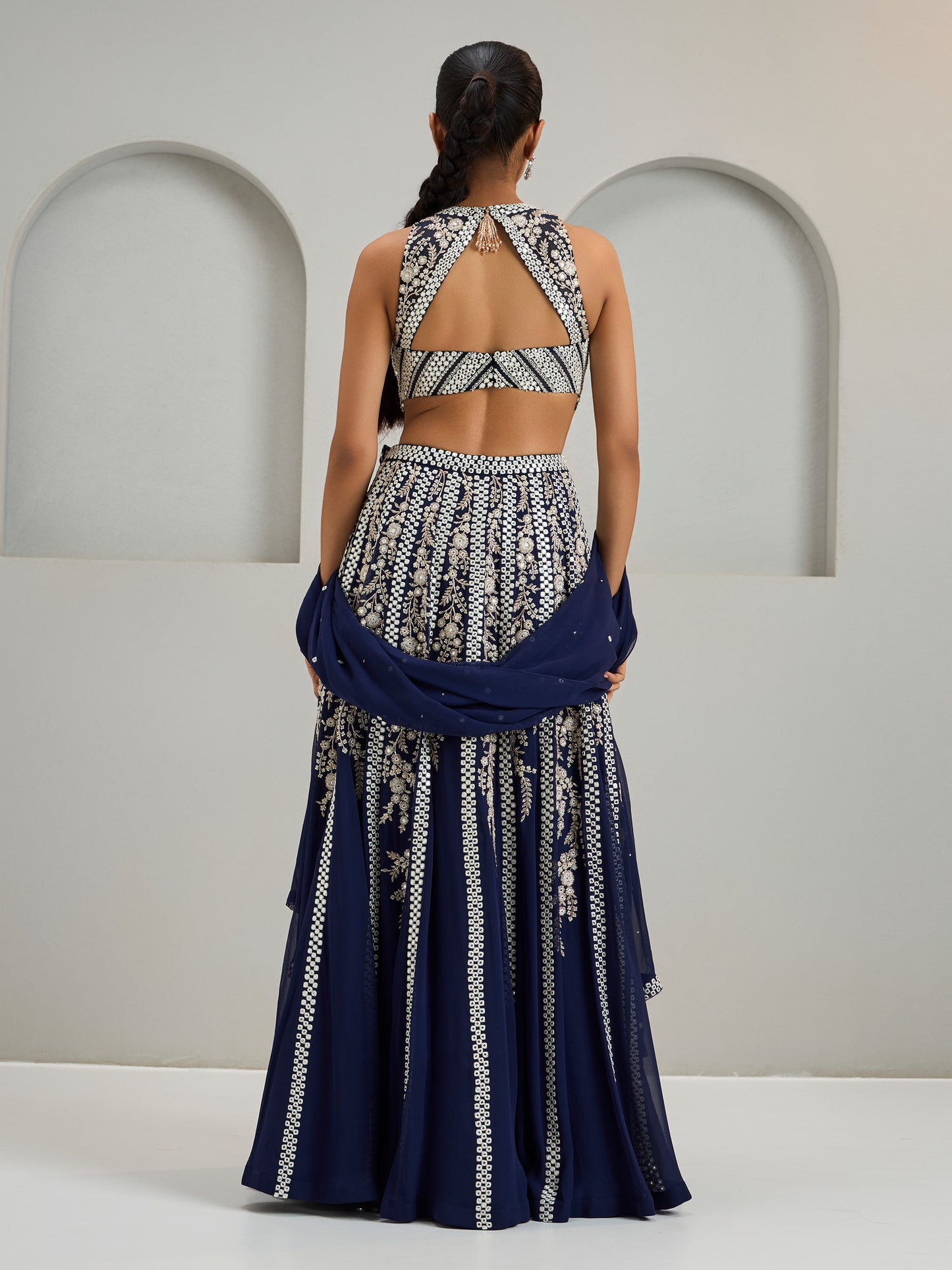 Navy Aaina Lehenga Set