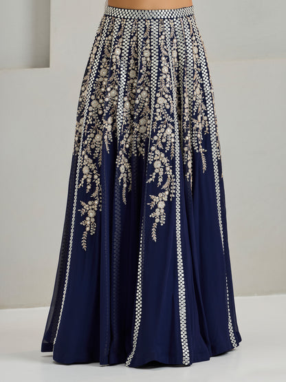 Navy Aaina Lehenga Set