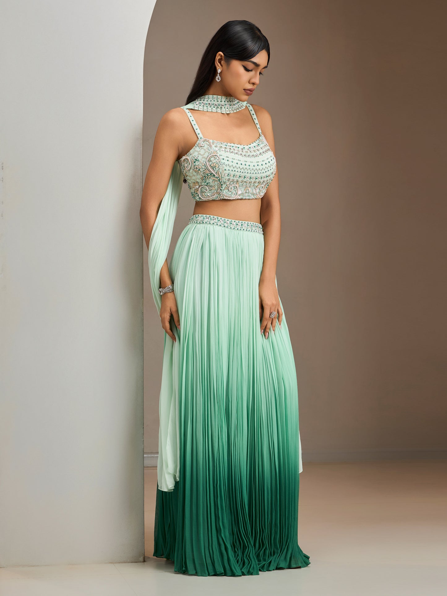 Green Ombre Dk2 Skirt Set