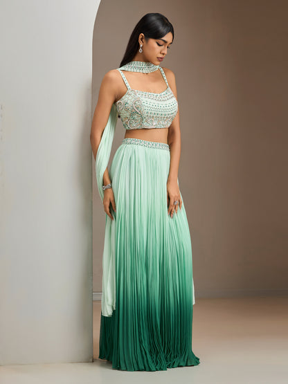Green Ombre Dk2 Skirt Set