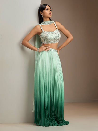 Green Ombre Dk2 Skirt Set