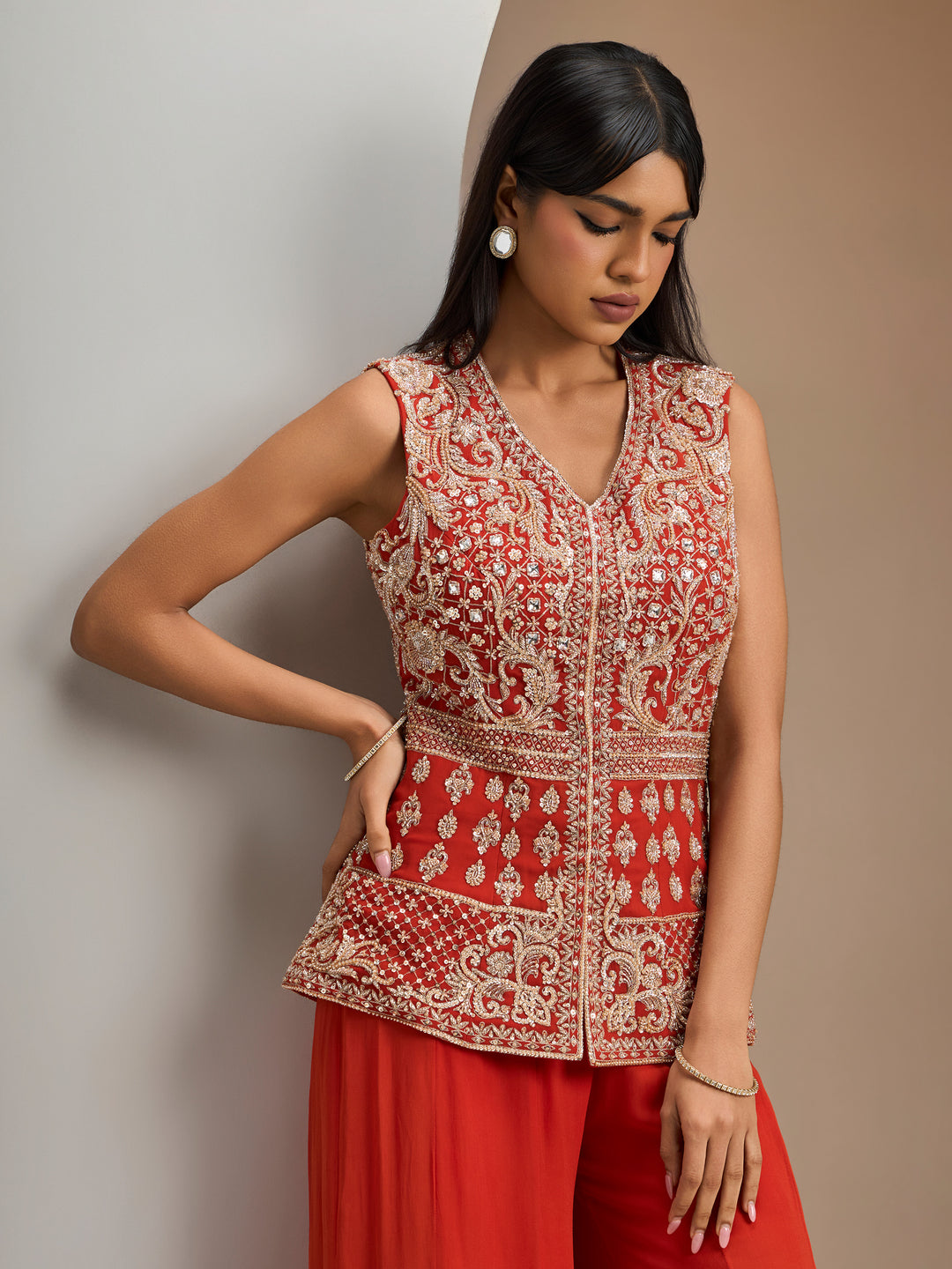 Rust Orange Jacket Set