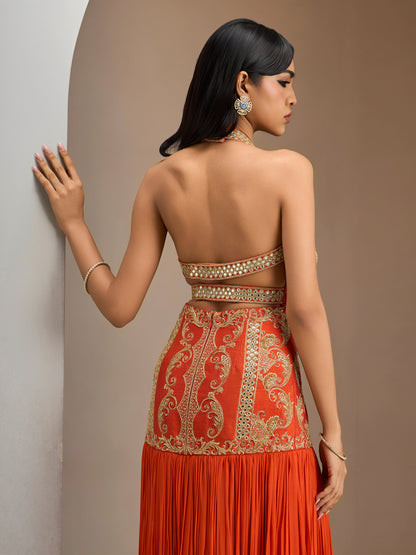 Orange Hand Embroidered Gown