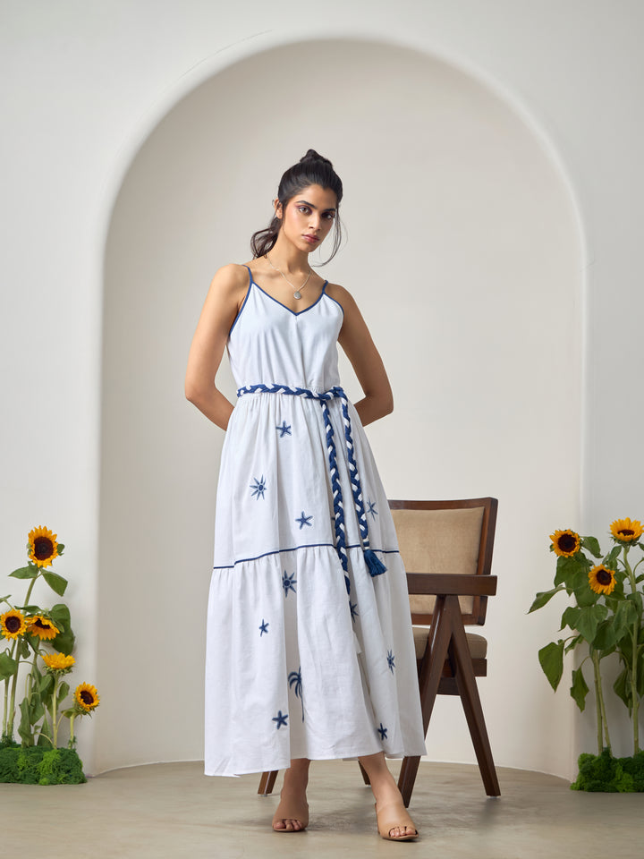White Wave Maxi Dress