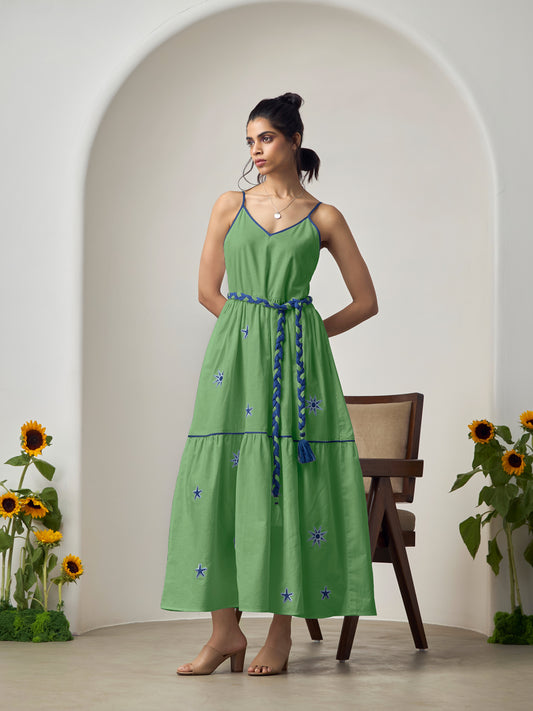 Sage Green Wave Maxi Dress
