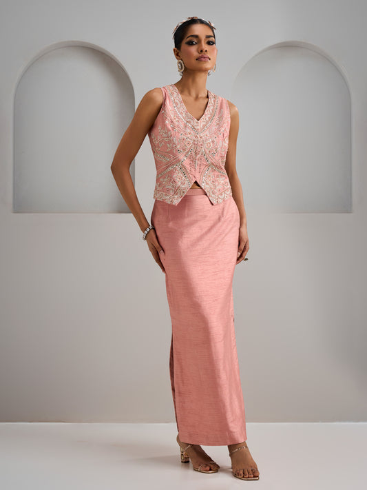 Old Rose Jacket And Skirt