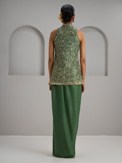 Sage Green Jacket With Skirt