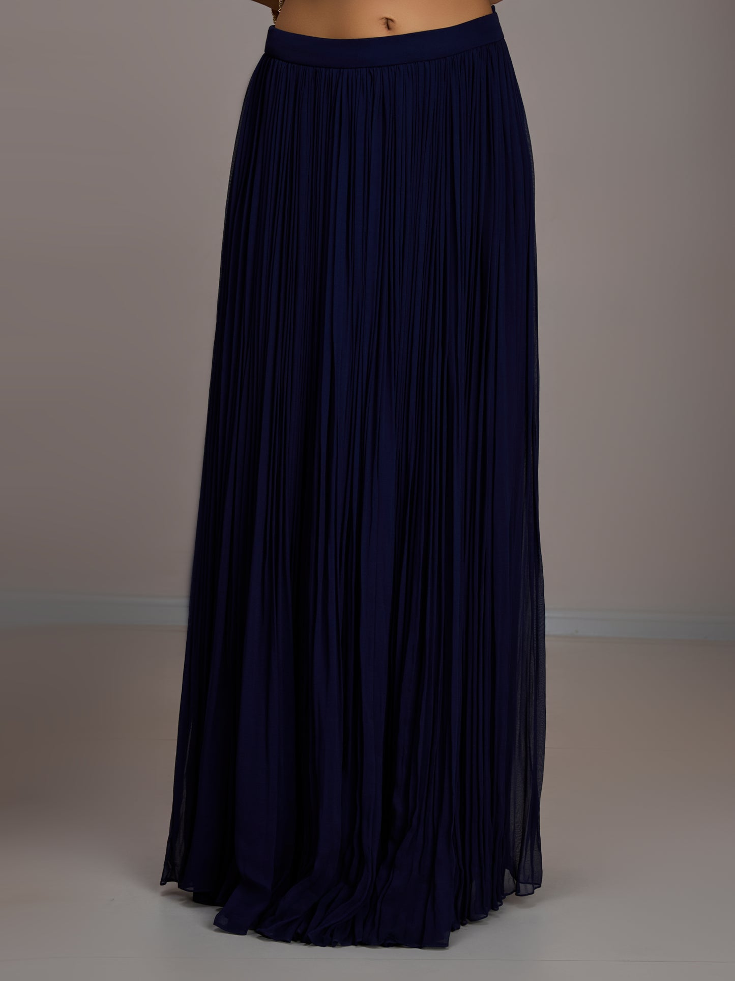 Navy Crop Top With Gather Skirt